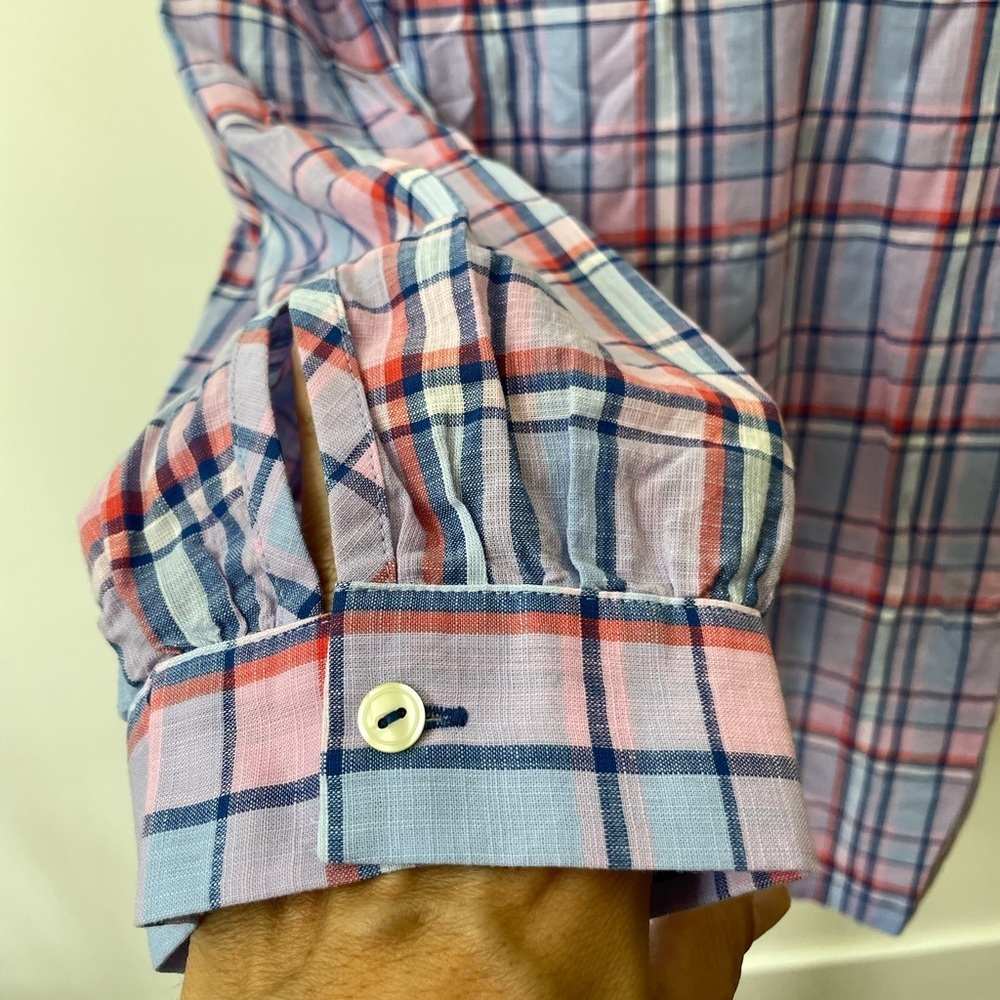 Talbots Plaid Popover Top Lightweight Cotton Purple Size 2X - Picture 3 of 7